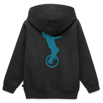 Einrad - Kinder Premium Organic Zip Hoodie - Schwarz - Hinten - AI Model Kid Male (0cm)