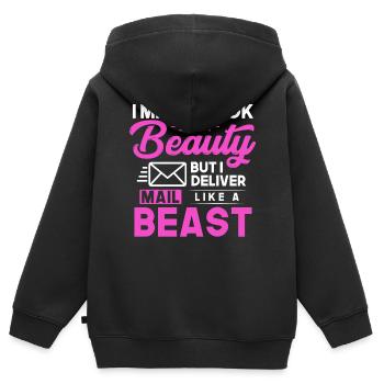 Postarbeiter, Post Mann - Kinder Premium Organic Zip Hoodie - Schwarz - Hinten - AI Model Kid Male (0cm)