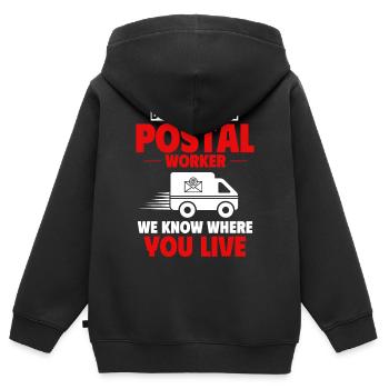 Postarbeiter, Post Mann - Kinder Premium Organic Zip Hoodie - Schwarz - Hinten - AI Model Kid Male (0cm)
