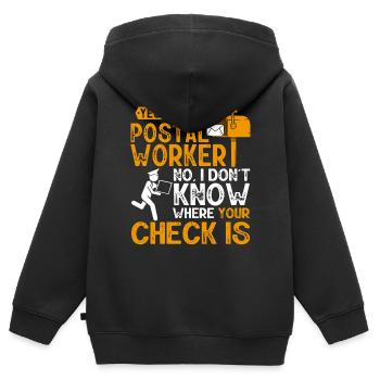 Postarbeiter, Post Mann - Kinder Premium Organic Zip Hoodie - Schwarz - Hinten - AI Model Kid Male (0cm)