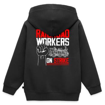 Railway fan, locomotive, railway conductor - Kids Premium Organic Zip-up Hoodie - black - Back - AI Model Kid Male (0cm)