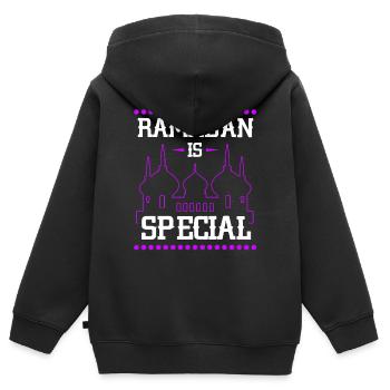 Ramadan, cadeaux du Ramadan, fêtes musulmanes - Sweat Premium à capuche zippé enfant bio - noir - Dos - AI Model Kid Male (0cm)