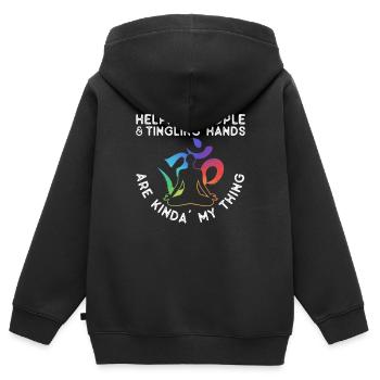 Reiki - Kinder Premium Organic Zip Hoodie - Schwarz - Hinten - AI Model Kid Male (0cm)