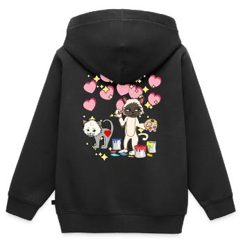 Für Kinder malen Katze Pinsel Kindergarten bunt - Kinder Premium Organic Zip Hoodie - Schwarz - Hinten - AI Model Kid Male (0cm)