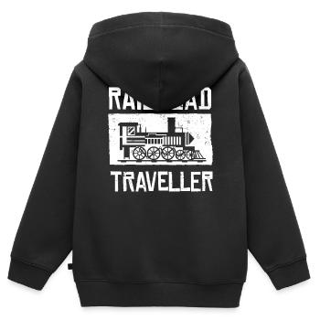 Eisenbahn, Lokomotive - Kinder Premium Organic Zip Hoodie - Schwarz - Hinten - AI Model Kid Male (0cm)