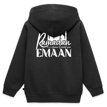 Célébration du Ramadan, fête musulmane - Sweat Premium à capuche zippé enfant bio - noir - Dos - AI Model Kid Male (0cm)