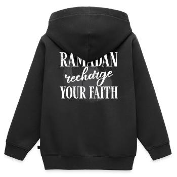 Célébration du Ramadan, fête musulmane - Sweat Premium à capuche zippé enfant bio - noir - Dos - AI Model Kid Male (0cm)