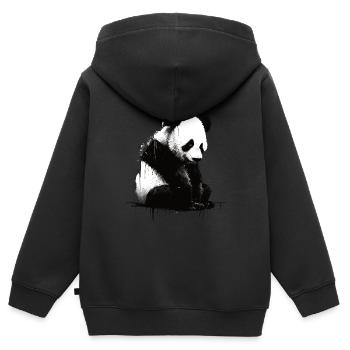 Panda-bär-schablone - Kinder Premium Organic Zip Hoodie - Schwarz - Hinten - AI Model Kid Male (0cm)
