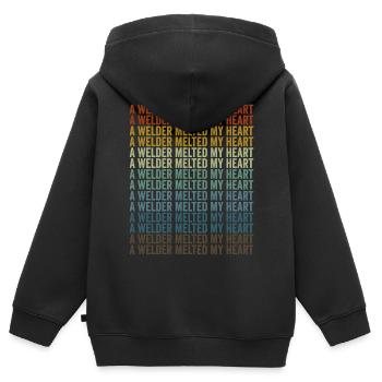 Un soudeur a fait fondre mon cœur - Sweat Premium à capuche zippé enfant bio - noir - Dos - AI Model Kid Male (0cm)