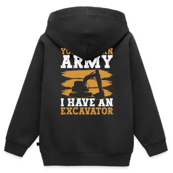 Bagger Schwermaschinenführer Baggerbaggerfahrer - Kinder Premium Organic Zip Hoodie - Schwarz - Hinten - AI Model Kid Male (0cm)