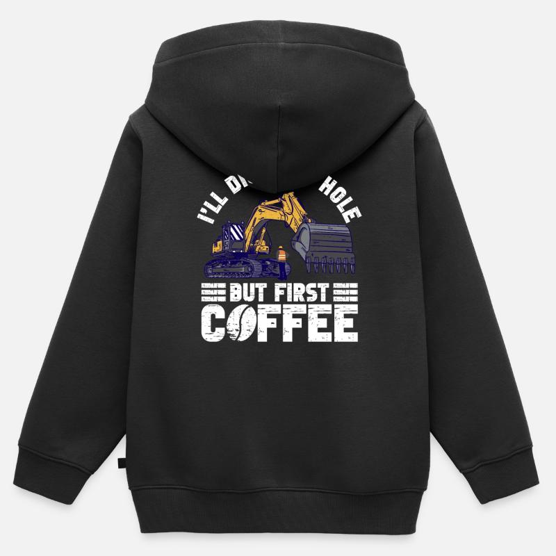 Bagger Baggern Baggerfahrer - Sweat Premium à capuche zippé enfant bio - noir