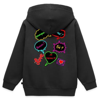 pourquoi quand ou - Sweat Premium à capuche zippé enfant bio - noir - Dos - AI Model Kid Male (0cm)