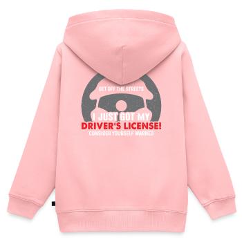 Permis de conduire - Sweat Premium à capuche zippé enfant bio - rose - Dos - AI Model Kid Female (0cm)