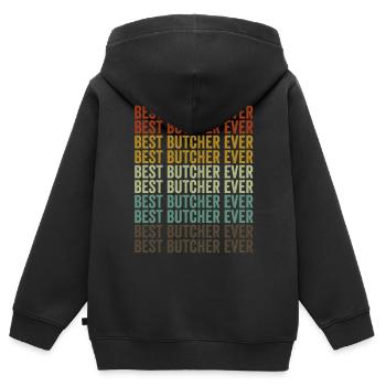 Bester Fleischer aller Zeiten Fleischer - Kinder Premium Organic Zip Hoodie - Schwarz - Hinten - AI Model Kid Male (0cm)