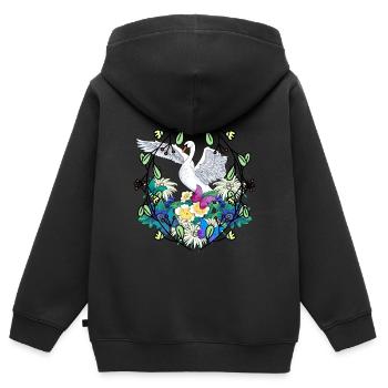 Frühlingsanfang Schwan Vögel Wildtiere Natur Vögel - Kinder Premium Organic Zip Hoodie - Schwarz - Hinten - AI Model Kid Male (0cm)