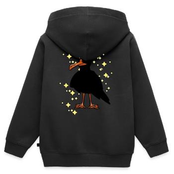 Bad luck bird birds raven crow - Kids Premium Organic Zip-up Hoodie - black - Back - AI Model Kid Male (0cm)