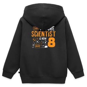 Ce futur scientifique célèbre maintenant - Sweat Premium à capuche zippé enfant bio - noir - Dos - AI Model Kid Male (0cm)