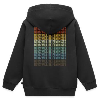 Les garçons deviennent féministes Féministes libérales - Sweat Premium à capuche zippé enfant bio - noir - Dos - AI Model Kid Male (0cm)