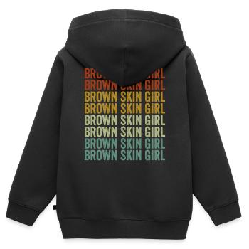 Brown Skin Girl Melanin Brown Skin Black G - Kids Premium Organic Zip-up Hoodie - black - Back - AI Model Kid Male (0cm)