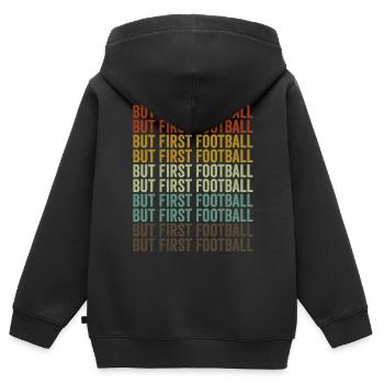 Mais les premiers joueurs de football - Sweat Premium à capuche zippé enfant bio - noir - Dos - AI Model Kid Male (0cm)