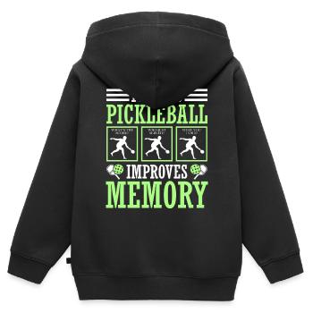 Le jeu de pickleball améliore la mémoire - Sweat Premium à capuche zippé enfant bio - noir - Dos - AI Model Kid Male (0cm)