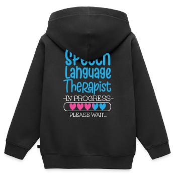 Speech Therapist Therapy Assistant - Kinder Premium Organic Zip Hoodie - Schwarz - Hinten - AI Model Kid Male (0cm)