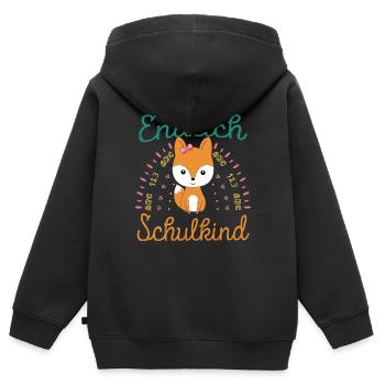 Einschulung Mädchen Fuchs Endlich Schulkind - Kinder Premium Organic Zip Hoodie - Schwarz - Hinten - AI Model Kid Male (0cm)