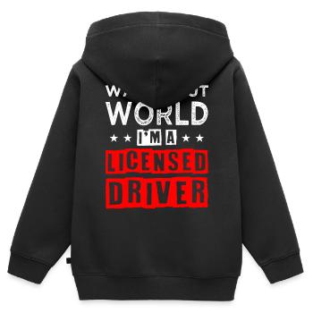 Neuer Führerschein - Kinder Premium Organic Zip Hoodie - Schwarz - Hinten - AI Model Kid Male (0cm)