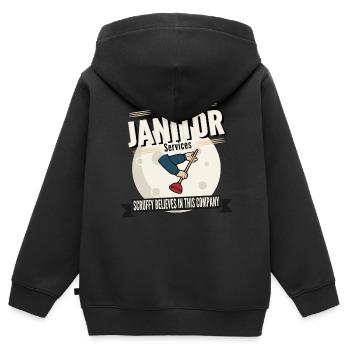 Concierge des services de conciergerie de Scruffington - Sweat Premium à capuche zippé enfant bio - noir - Dos - AI Model Kid Male (0cm)