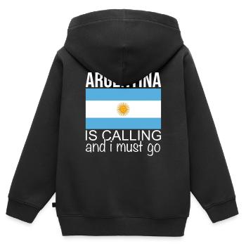 Argentine disant - Sweat Premium à capuche zippé enfant bio - noir - Dos - AI Model Kid Male (0cm)
