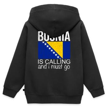 Bosnie Dicton - Sweat Premium à capuche zippé enfant bio - noir - Dos - AI Model Kid Male (0cm)