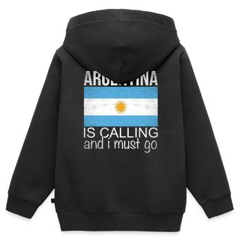 Argentine disant - Sweat Premium à capuche zippé enfant bio - noir - Dos - AI Model Kid Male (0cm)