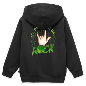 Signe Des Cors Main Logo Rock Music St - Sweat Premium à capuche zippé enfant bio - noir - Dos - AI Model Kid Male (0cm)
