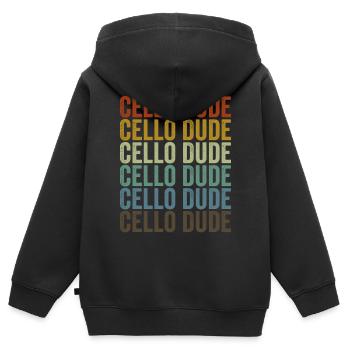 Cello Dude Cello Player - Sweat Premium à capuche zippé enfant bio - noir - Dos - AI Model Kid Male (0cm)