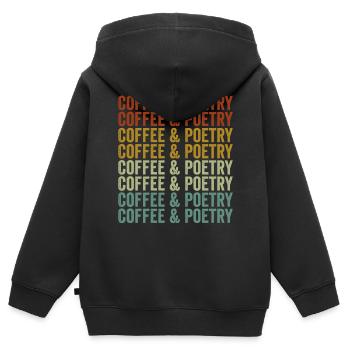 Kaffee & Poesie Dichter Dichterin Dichterin Kaffee - Kinder Premium Organic Zip Hoodie - Schwarz - Hinten - AI Model Kid Male (0cm)