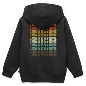 Darwin ist meine Heimat Charles Darwin Evolution A - Kinder Premium Organic Zip Hoodie - Schwarz - Hinten - AI Model Kid Male (0cm)
