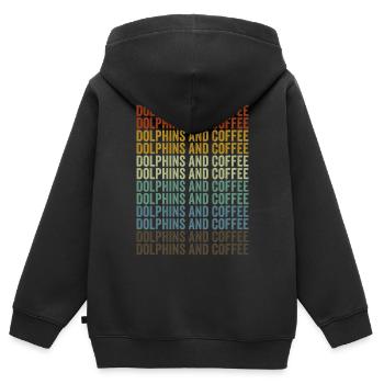 Delphine und Kaffee Delphin-Kaffee - Kinder Premium Organic Zip Hoodie - Schwarz - Hinten - AI Model Kid Male (0cm)