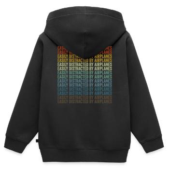 Facilement distrait par le pilote d’avion - Sweat Premium à capuche zippé enfant bio - noir - Dos - AI Model Kid Male (0cm)