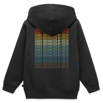 Facilement distrait par le dentiste dentaire - Sweat Premium à capuche zippé enfant bio - noir - Dos - AI Model Kid Male (0cm)