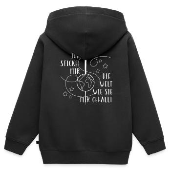 Lustiges Sticke Welt Wie Gefällt Sticken Stickerin - Kinder Premium Organic Zip Hoodie - Schwarz - Hinten - AI Model Kid Male (0cm)