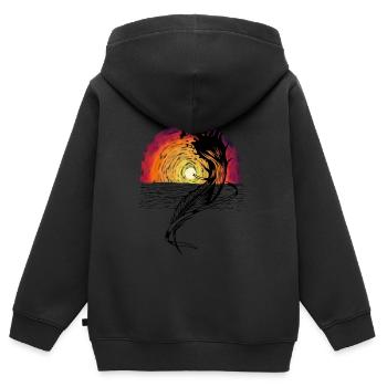 Ozean Wasservögel Sonnenuntergang Naturliebhaber - Kinder Premium Organic Zip Hoodie - Schwarz - Hinten - AI Model Kid Male (0cm)