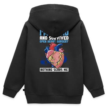 Herzoperation Herz OP Papa - Sweat Premium à capuche zippé enfant bio - noir - Dos - AI Model Kid Male (0cm)
