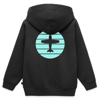 Avion - Sweat Premium à capuche zippé enfant bio - noir - Dos - AI Model Kid Male (0cm)