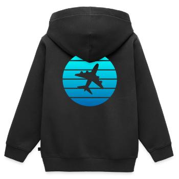 Flugzeug - Kinder Premium Organic Zip Hoodie - Schwarz - Hinten - AI Model Kid Male (0cm)
