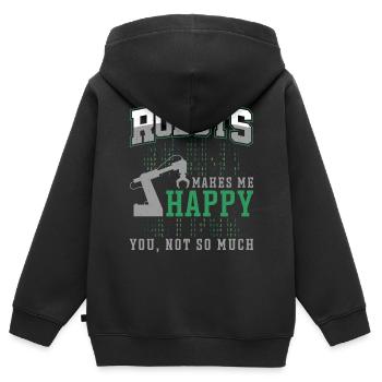 Robot Robotique Ingénieur Robots - Sweat Premium à capuche zippé enfant bio - noir - Dos - AI Model Kid Male (0cm)