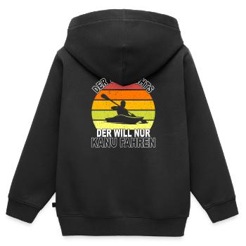 Kanusport Spruch - Kinder Premium Organic Zip Hoodie - Schwarz - Hinten - AI Model Kid Male (0cm)