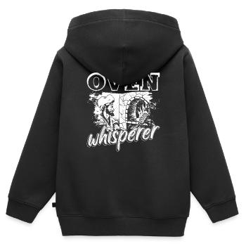 Pizzabäcker Pizza Ofen Whisperer - Kinder Premium Organic Zip Hoodie - Schwarz - Hinten - AI Model Kid Male (0cm)