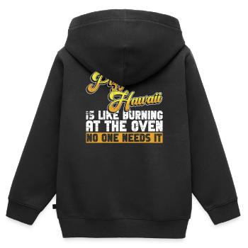 Pizza Anti Pizza Hawaii Pizza - Sweat Premium à capuche zippé enfant bio - noir - Dos - AI Model Kid Male (0cm)