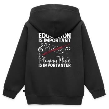 Flutes Education Is Important Instrument Flutist - Kinder Premium Organic Zip Hoodie - Schwarz - Hinten - AI Model Kid Male (0cm)