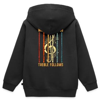 Flutes Where Flutes Go Retro Marching Band Flutist - Kinder Premium Organic Zip Hoodie - Schwarz - Hinten - AI Model Kid Male (0cm)